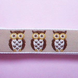 SALE Cute Japanese Woven Trims Owl Beige 1 M image 2