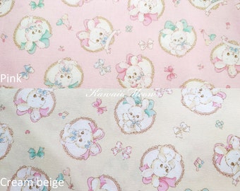 Japanese Fabric / Heart Rabbits - Half Yard (fe240426)