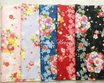 Scrap / Japanese Fabric - Kimono Print 5 pieces (1070)