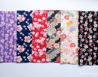 Scrap / Japanese Fabric - Kimono Print 6 pieces (982)