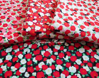 Beautiful Kimono Fabric - Camellia Black Cats - Half Yard (ko240111)