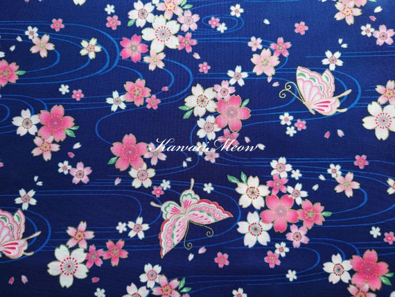 Kawa Blossoms on Navy Kawa Blossoms on Navy