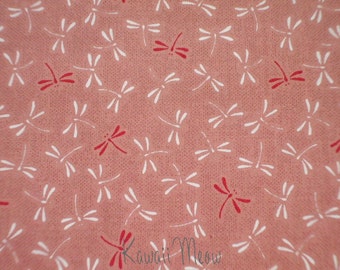 Beautiful Japanese Fabric - Dragonfly on Pink - Half Yard (ki171203)