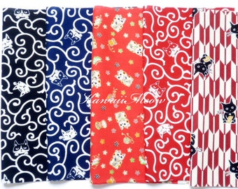 Scrap / Japanese Fabric - Kimono Print 5 pieces (1019)