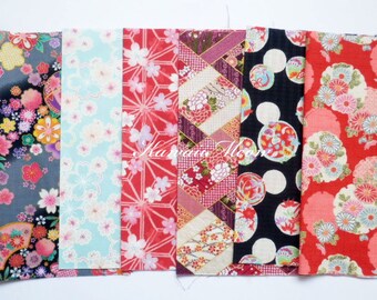 Scrap / Japanese Fabric - Kimono Print 6 pieces (1028)