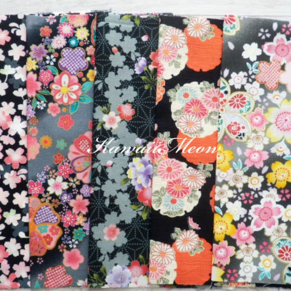 Scrap / Japanese Fabric - Kimono Print 5 pieces (10671)
