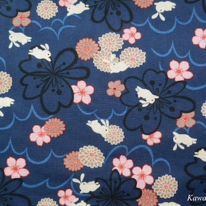 Kawa Rabbits on Navy Kawa Rabbits on Navy