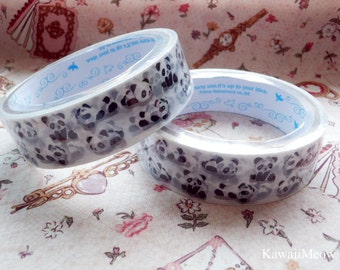 Japanese Mini Packing Tape / Deco Tape 2.4cm wide x 12m (0.9in x 13 yards) - Moving Pandas - 1 pc (966)