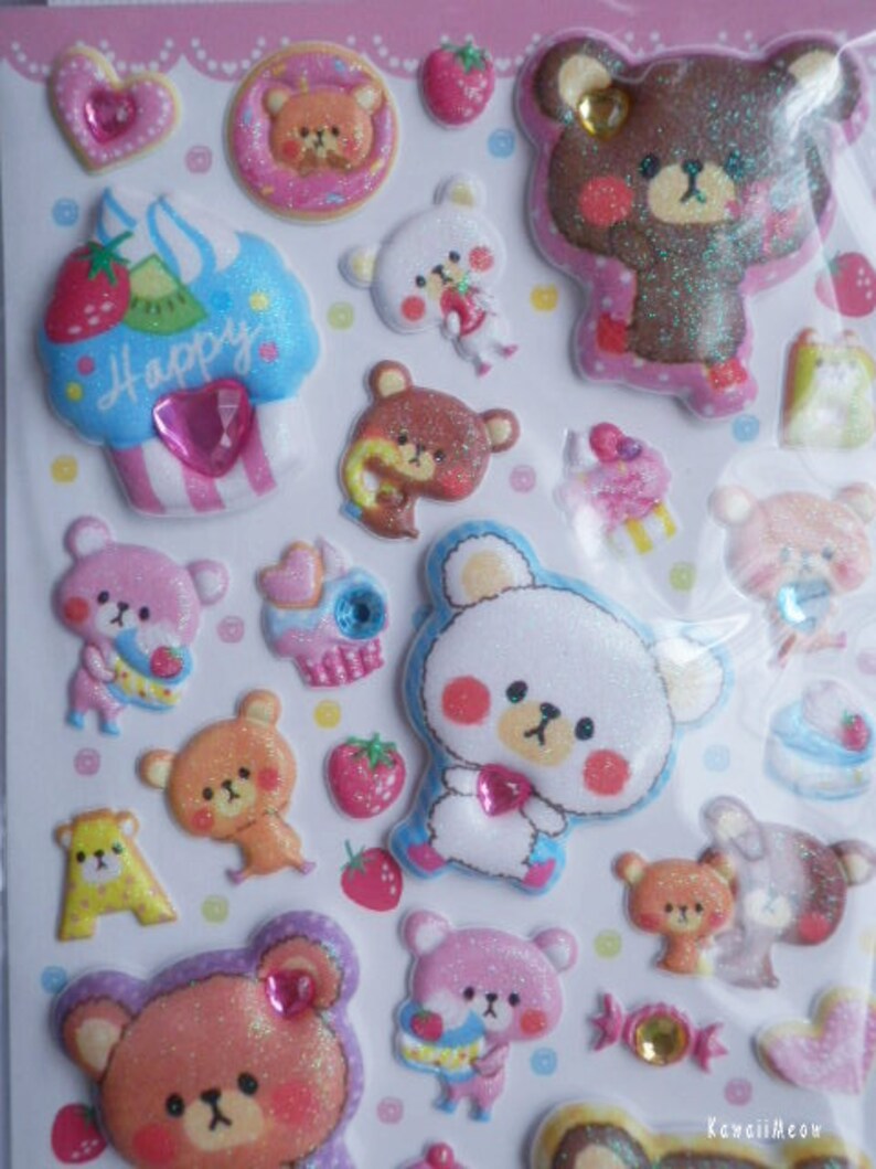 Kawaii Japanese Stickers Sweets Bears 75192 image 2