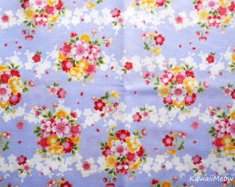 Japanese Kimono Fabric - Sakura Cherry Blossoms on Purple - Fat Quarter (c180403)