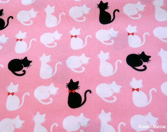 Kawaii Japanese Fabric - Cute Cats on Pink - Half Yard - (sh151016)