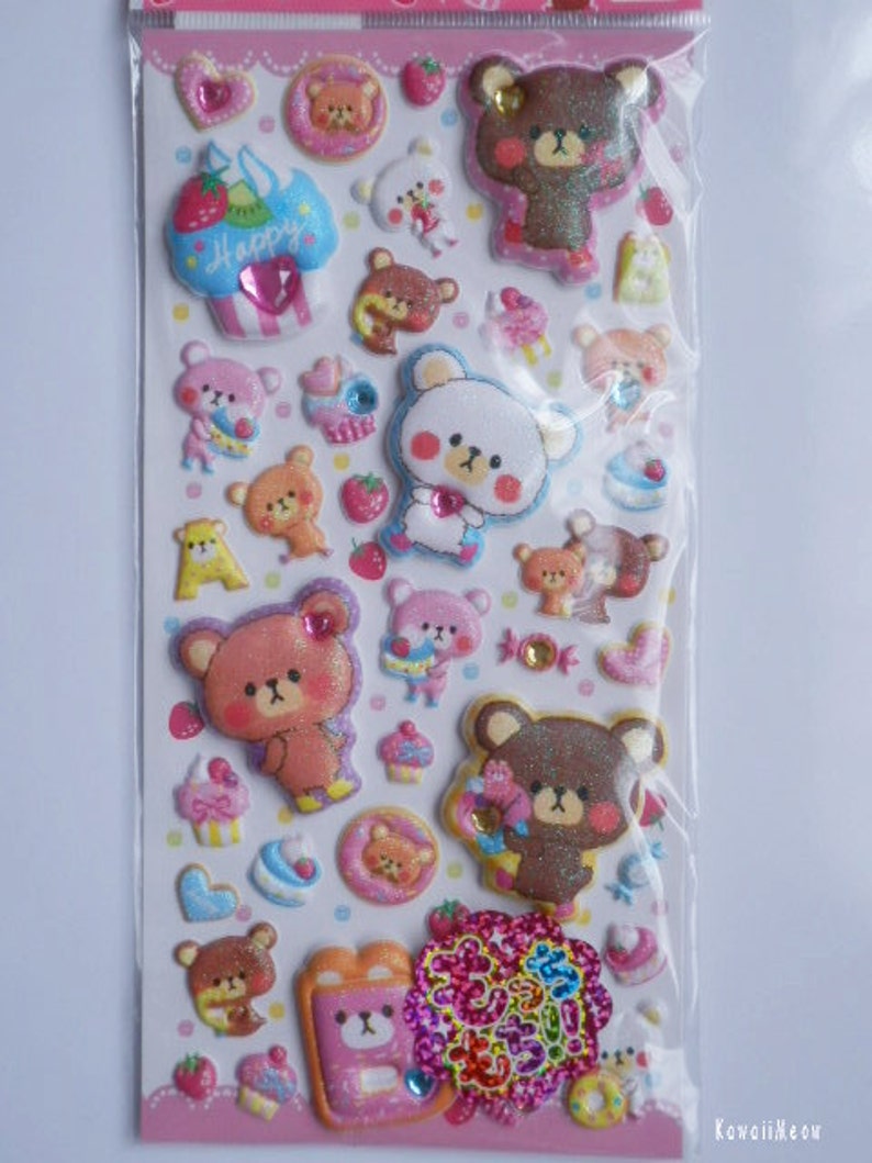 Kawaii Japanese Stickers Sweets Bears 75192 image 1