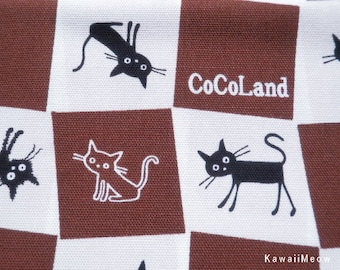 CoCoLand Fabric - Check Cats on Brown - Fat Quarter - (no140127)