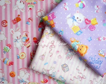 Japanese Fabric - Lovely Animals 3 Fat Quarter Bundle Set