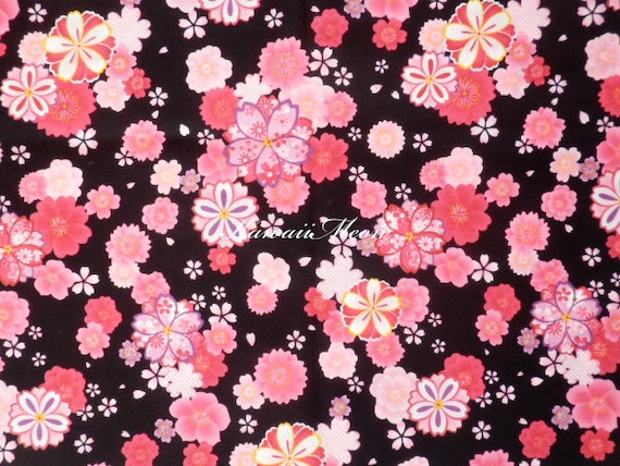 Japanese Kimono Fabric - Sakura Cherry Blossoms - Half Meter
