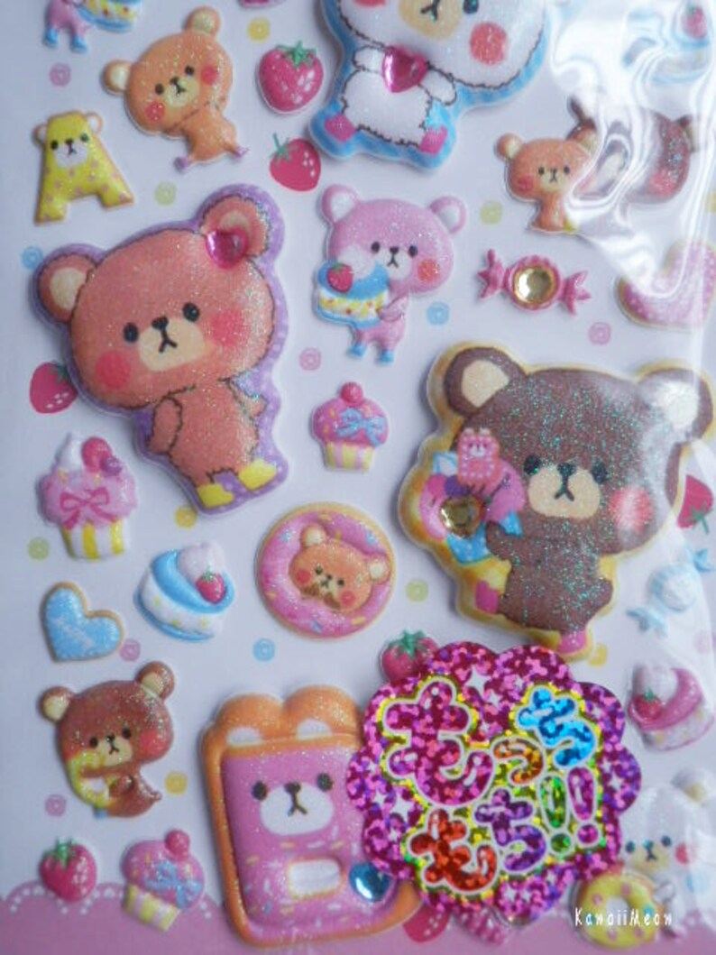 Kawaii Japanese Stickers Sweets Bears 75192 image 3