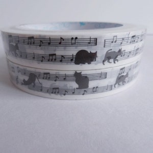 Kawaii Deco Tape - Cats  Music  - 1 pc / 1.5cm wide x 25m (0.7in x 27 yards)  (PN1414)