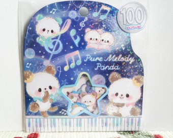 Kamio Japan Sticker Flakes - Pure Melody Panda - 21 Pieces (24549)