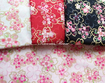 Japanese Kimono Fabric - Sakura Cherry Blossoms / Fat Quarter - (fe240426)