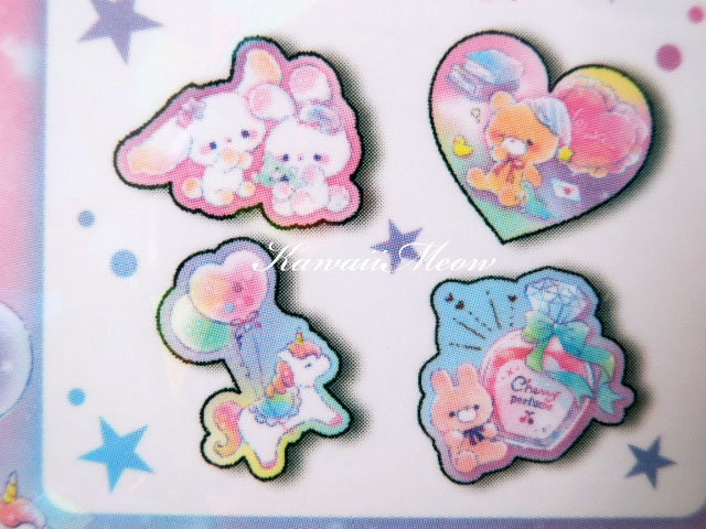 Good Night Sleep Bunny Bear Flake Sticker Japan 21 pieces Q-LIA 