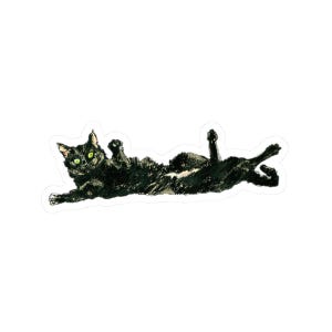 Hand Painted Black Cat Kiss-Cut Stickers, Cute Cat Planner Stickers, Unique Animal Laptop Decals, Artist Designed Cat Vinyl Stickers, Cat