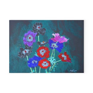 Floral Art Glass Cutting Board - Vibrant Kitchen Decor, Unique Gift for Cooks, Mother&#39;s Day, Wedding Registry, Kitchen Wall Art