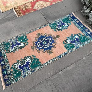 Handmade Turkish Wool Rug: Vintage Anatolian Doormat (1.8x3.8 ft)