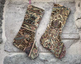 Calza di Natale Kilim fatta a mano: decorazione vintage in stile tappeto turco
