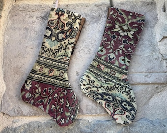 Calza di Natale Kilim fatta a mano: tappeto turco vintage, arredamento boho