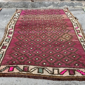 small  rug - bathroom rug - turkish handmade  rug - decor wool rug - doormat rug - vintage purple rug - antique small rug -  2.2 x 2.8 ft