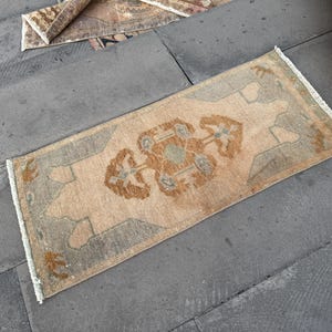 Handwoven Turkish Wool Rug: Vintage Small Doormat (1.5 x 3.1 ft)