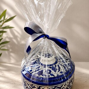 Handmade Ceramic Lidded Pot – Palestinian Style Floral Storage Jar | Blue, Kufiya Pattern & Multicolor | 9 inch (23cm) Decorative Pottery