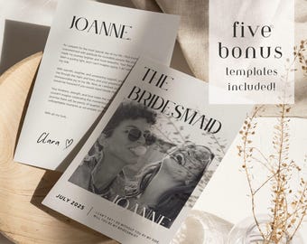 Brautjungfern-Vorschlagskarte, Willst du meine Brautjungfer sein?, Canva-Vorlage, Brautjungferngeschenke, Brautjungfernbox, Geschenkbox für die Trauzeugin
