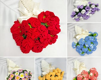 Crochet Flower Bouquet Blanket,Rose Bouquet Blanket,Crochet Daisy/Carnation/Sunflower Blanket,Anniversary/Birthday/Wedding/Graduation Gift