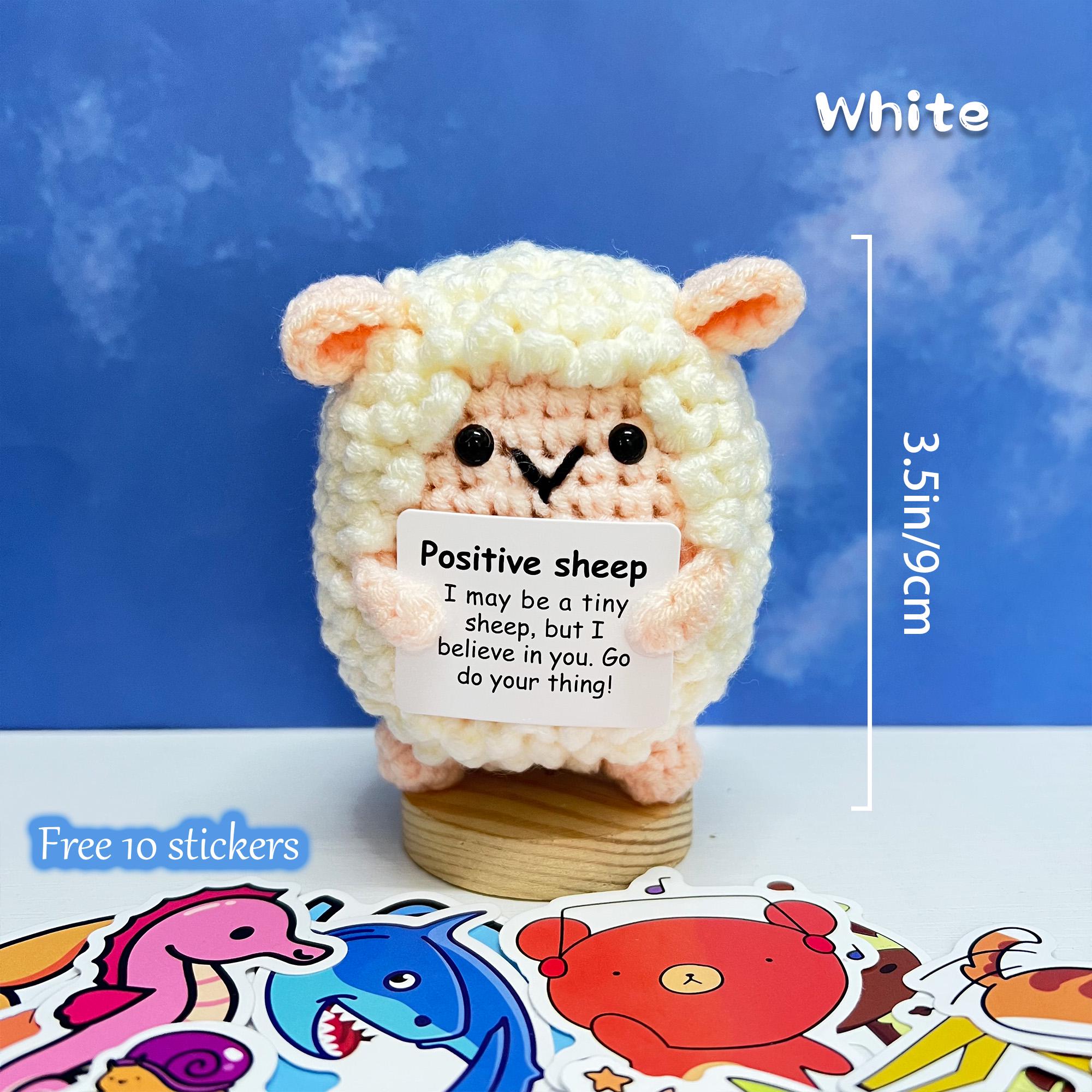 かわいいかぎ針編みの羊、ポジティブな羊、編みぐるみの羊、かぎ針編み