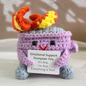 Basurero de apoyo emocional hecho a mano de crochet, regalo ecológico, regalos de agradecimiento, regalo para aliviar el estrés, decoración de escritorio de oficina, regalo para amigos