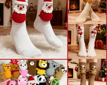 3D Tier Stricksocken - Handgehäkelte Kuschelsocken Produktbild-Vorschau 10