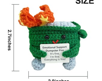 A AIFAMY Crochet Fire With Legs, Handmade Energy Dumpster Doll With Positive Card For Friends Funny Birthday Gag Gifts Green