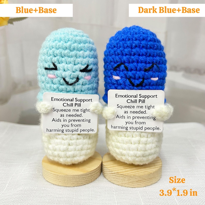 Handmade Crochet Chill Pill Toy,happy Pill Toy,emotional Support Gift ...