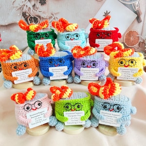 Cute Crochet Dumpster Fire,Burning Trash Can,Emotional Support Gift,Office Desk Décor,Gift for Coworker,Graduation Gift For Friend/Classmate