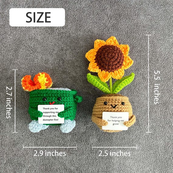 Handmade Crochet Dumpster Fire & Emotional Support Sunflower