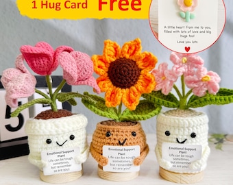 Supporto emotivo: girasoli/tulipani/non ti scordar di me, abbraccio tascabile, fiori all'uncinetto, ringraziamento, laurea, regalo di compleanno, regalo per lei/mamma/collega
