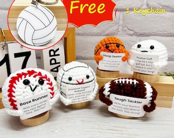 Handmade Crochet Sports Ball Set,Basketball/Football/Volleyball/Baseball/Rugby/Golf,Crochet Sports,Crochet Athlete Collection,Gifts For Team