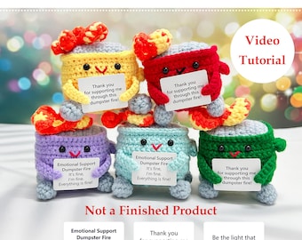 Crochet Dumpster Fire PDF Pattern & Video, Emotional Support Dumpster Fire,Pattern Only-Dumpster Fire Pattern,Crochet Trash Can Pattern