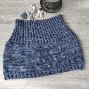 Merino wool, Blue, Soft, Hand knitted, waist warmer, haramaki, Belt, Belly wrap