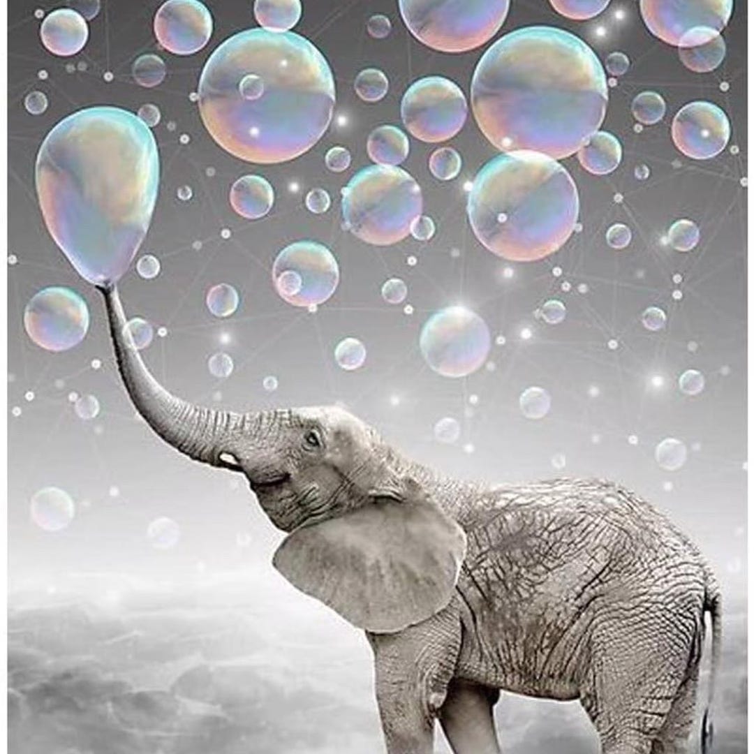 Elephant Bubbles DIY 5D Full Round Drill Diamond Painting - Etsy