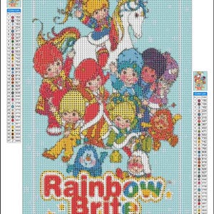 Pintura de diamante com broca redonda completa 5D DIY Rainbow Brite