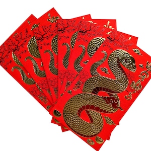 6 pezzi 2025 anno in rilievo glitterati serpenti buste rosse busta porta soldi fortunati design eleganti per compleanno matrimonio qualsiasi occasione importante