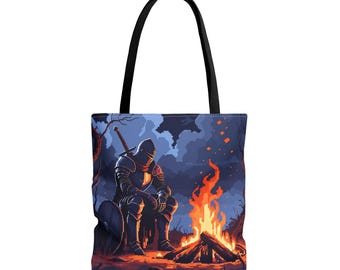 Mystical Knight Tote Bag - Dark Fantasy Art, Gamer Gift