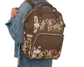 Vintage Flowers Multifunctional Diaper Backpack